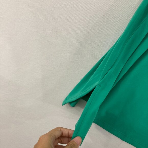 Susan Graver size 3X Kelly Green Button Sleeve Detail Liquid Knit Comfy Blouse - Picture 4 of 10